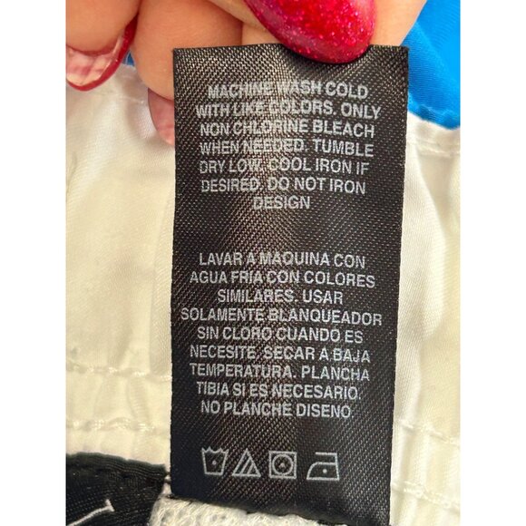 Beverly Hills Polo Club Men’s Swim Trunks M Blue White Trim Cargo Pockets Logo - Picture 15 of 16